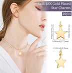 Beebeecraft 20Pcs Flat Star Charms 18K Gold Plated Brass Five-Pointed Star - Image 2