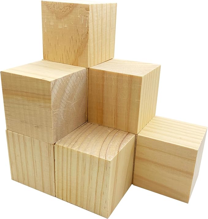 MUXGOA Wood Blocks for Crafts, 2 Inch Unfinished Wooden Cubes Natural Wood by MUXGOA