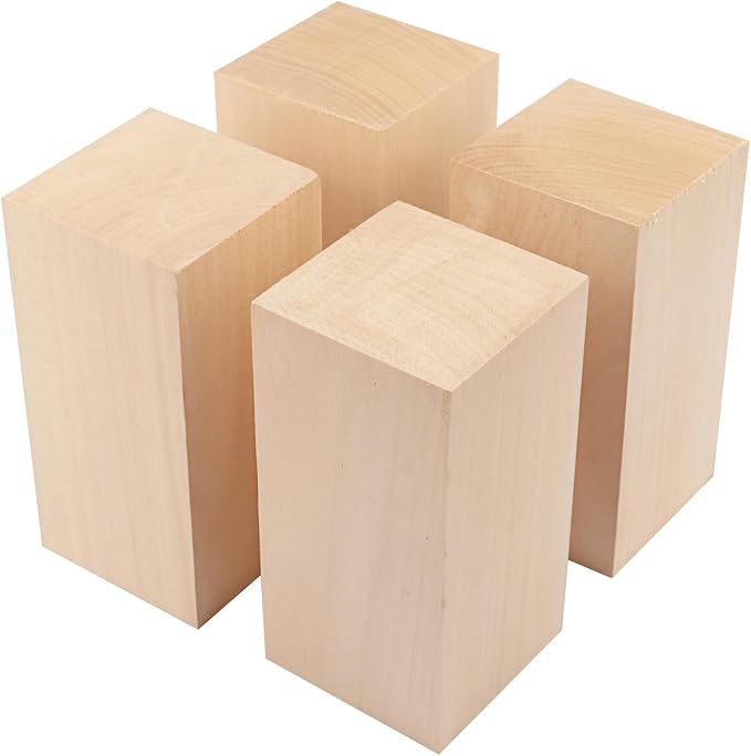 4 Pack Basswood Carving Blocks, Soft and Smooth, Easy Whittling and Carving - Image 3