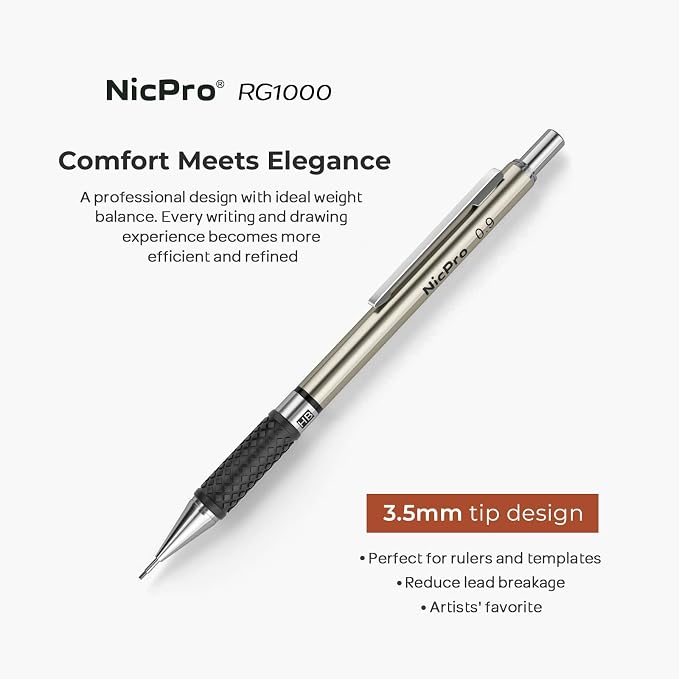 Nicpro 0.9 mm Art Mechanical Pencils Set in Case, 3 Erasers - Image 2