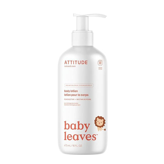 ATTITUDE Baby Lotion, EWG Verified Moisturizer, Dermatologically Tested Moisturizing Cream, Vegan and Cruelty-Free, Pear Nectar, 16 Fl Oz