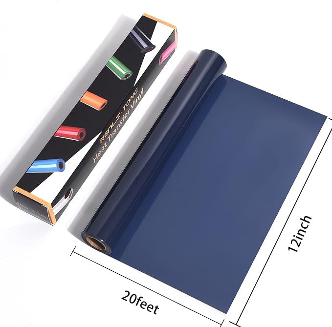 RENLITONG Navy Blue Iron on Vinyl 12Inch by 20ft Roll Heat Transfer Vinyl - Image 3