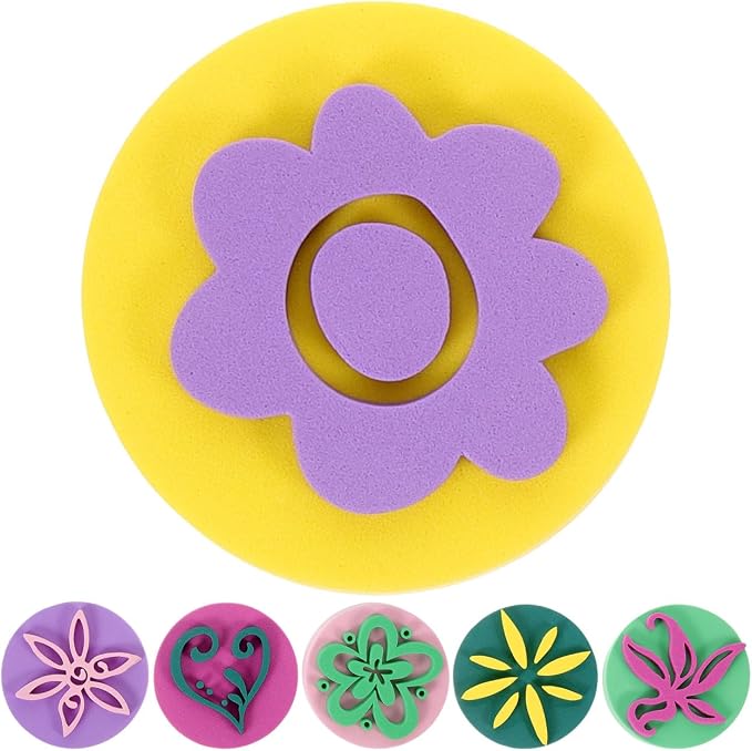 Homoyoyo Paint Sponges for Kids 6 Assorted Color Foam Stamps for Painting | by Homoyoyo