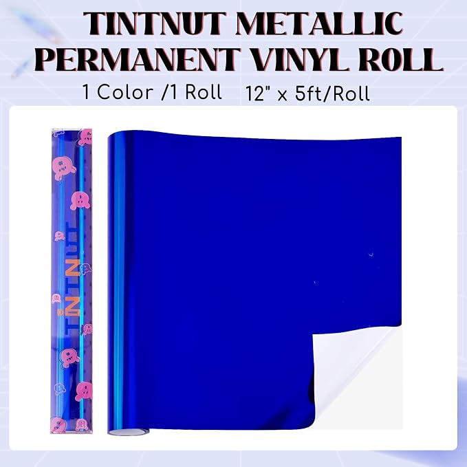 Tintnut Holographic Permanent Vinyl Roll 12in x 5ft Blue Adhesive Vinyl | Solid - Image 2