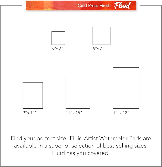 Fluid Watercolor Fold Over Pad, 12 x 18 inches, 20 White Sheets, 140 lb Cold - Image 7