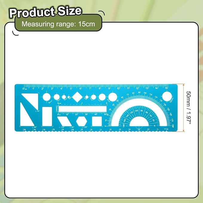 HARFINGTON Multifunctional Geometric Rulers 15cm Metric and SAE Aluminum - Image 2