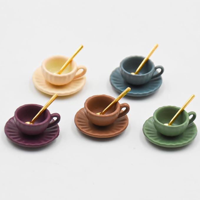 5 Set Dollhouse Miniature Coffee Cups Miniature Dollhouse Accessories 15 Pieces - Image 7