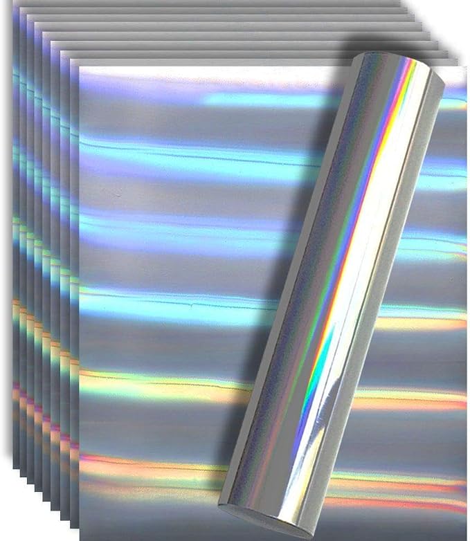 Holographic Rainbow Silver Foil HTV Heat Transfer Vinyl by TvinylWarehouse