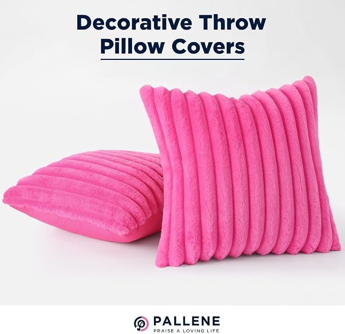 Pallene Faux Fur Plush Throw Pillow Covers 24x24 Set of 2, Luxury Soft Fluffy - Image 7