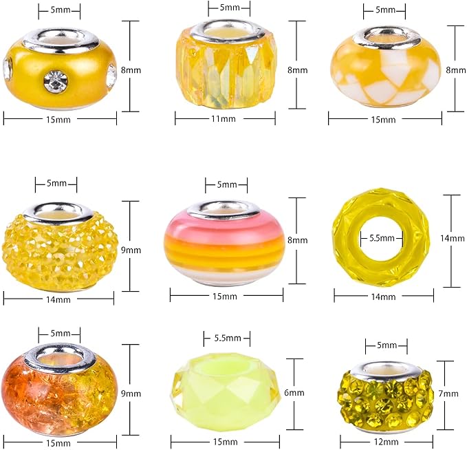 Aipridy Assortment European Large Hole Beads Spacer Beads Rhinestone Craft Beads - Image 4