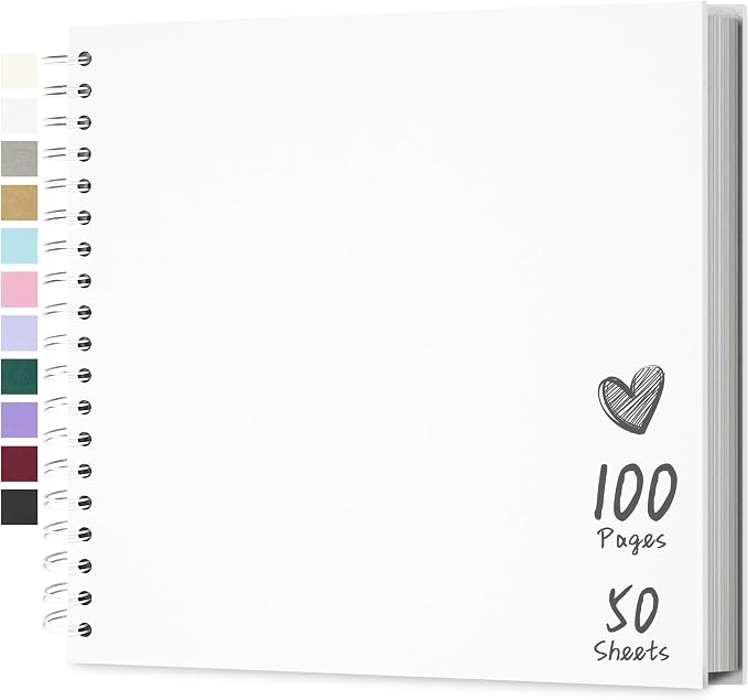 Scrapbook 10x10 Inch DIY Scrapbook Album Hardcover Kraft Paper 100 pages/50 by Hiwhy