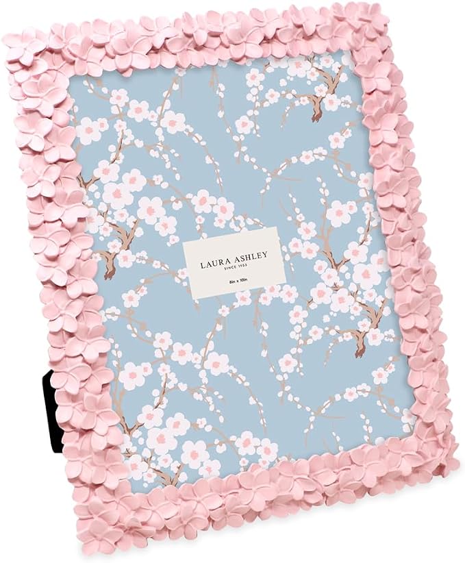 Laura Ashley 8x10 Pink Flower Textured Hand-Crafted Resin Picture Frame by Unknown