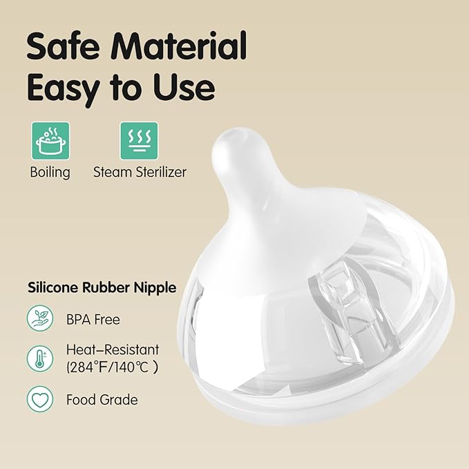 Silicone Natural Response Nipples, Fast Flow (L), 6+ Months, 4 Counts