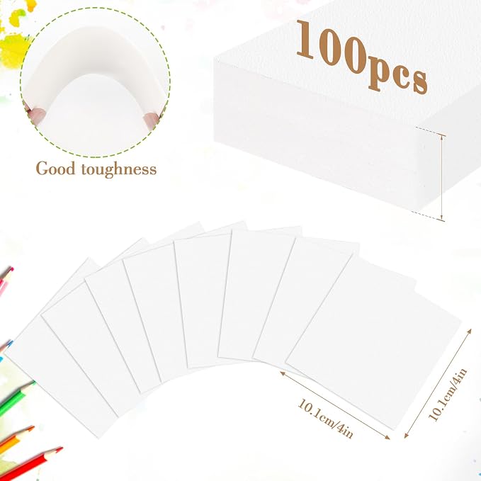 100PCS 4x4 Watercolor Paper Bulk, 140lb/300g Cold Press Thick Water Color Paper - Image 2