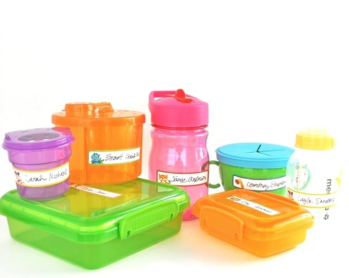 Bottle Labels, Write-On, Self-Laminating, Waterproof Kids Name Labels for Baby Bottles, Sippy Cup for Daycare School, Dishwasher Safe (Animal Friends), Made in The USA