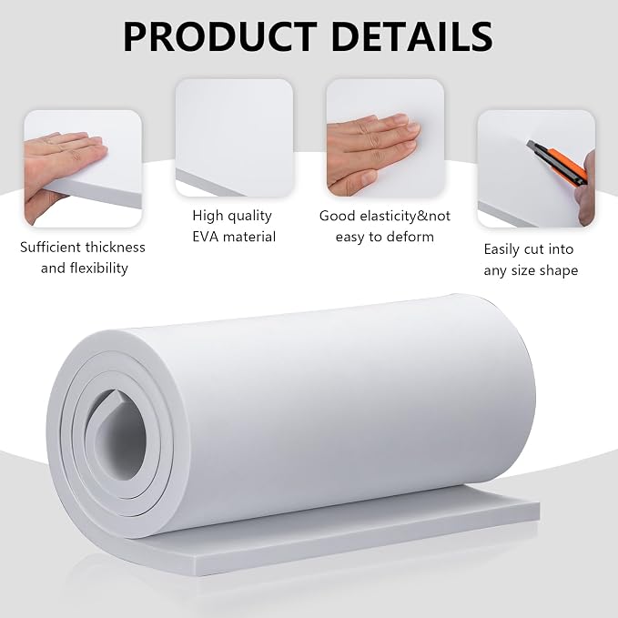 15mm Thick White Eva Foam Cosplay Sheets roll, 13.9" x 39" Premium eva Craft - Image 3