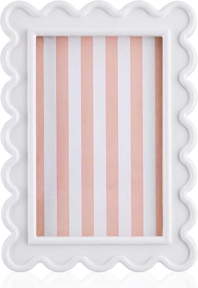 AceOrbit 4x6 Inches White Flower Wavy Scalloped Picture Frame Cute Wavy Edge by Unknown