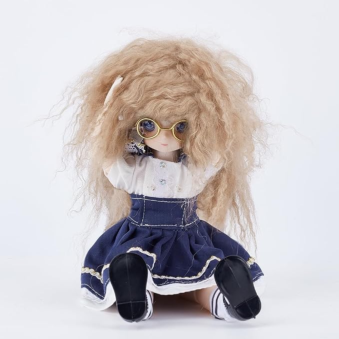 arricraft Camel Wool Doll Wig, Curly Hair, 5.5x9.45x0.12 Inch, DIY Doll Making - Image 5