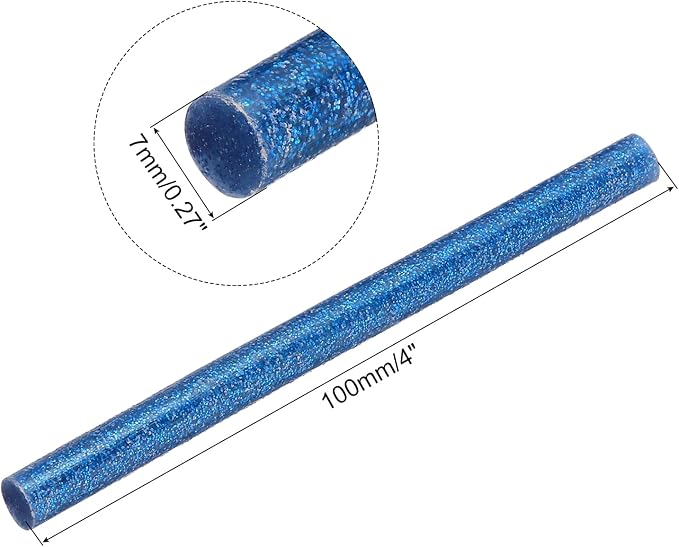 uxcell Mini Hot Glue Sticks for Glue Gun 7mm x 100mm Glitter Blue 12pcs - Image 2
