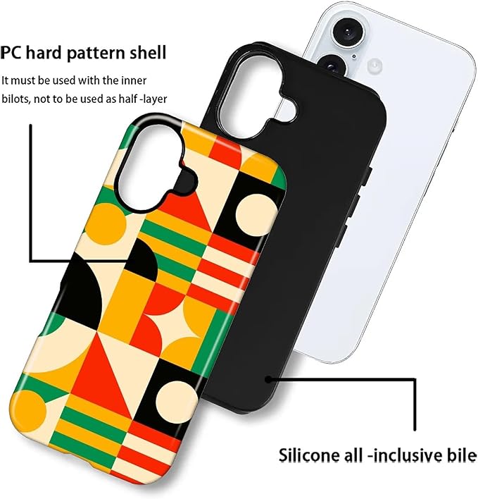 ZHEGAILIAN Case for iPhone 16 Plus, Geometric Colors Durable Shockproof - Image 3