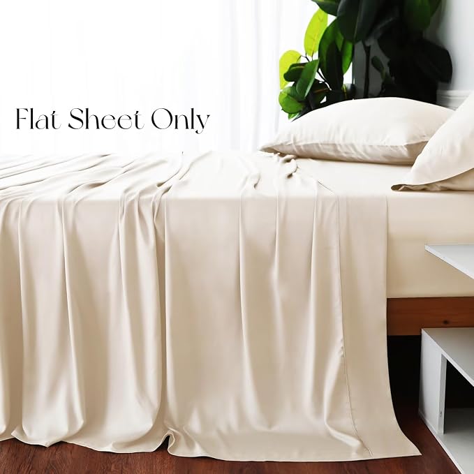 Bamboo Viscose Flat Sheets Only, 400 Thread Count Sateen Weave King Size Flat - Image 4