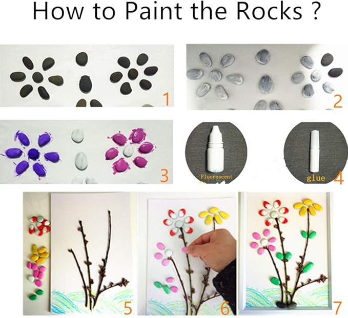 Lifetop 51pcs Tiny Painting Rocks ，DIY Smooth Surface Stones, Arts and Crafts - Image 3
