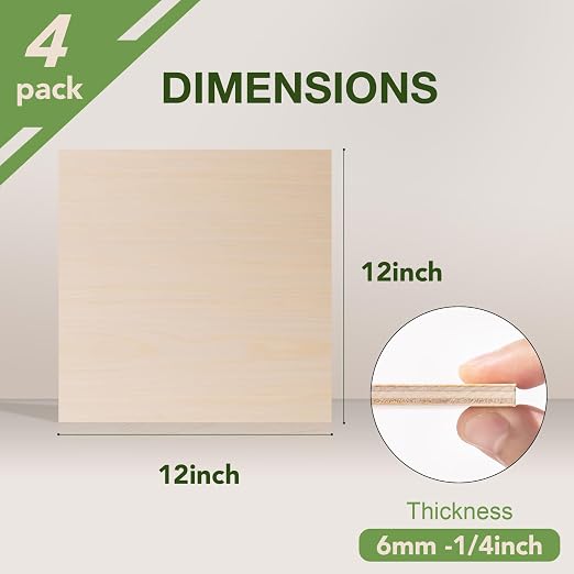 Rowood 4 Pack Maple Plywood 1/4, 6mm Thick Unfinished Wood - Image 2