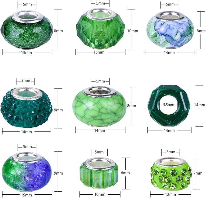 Aipridy Assortment European Large Hole Beads Spacer Beads Rhinestone Craft Beads - Image 4