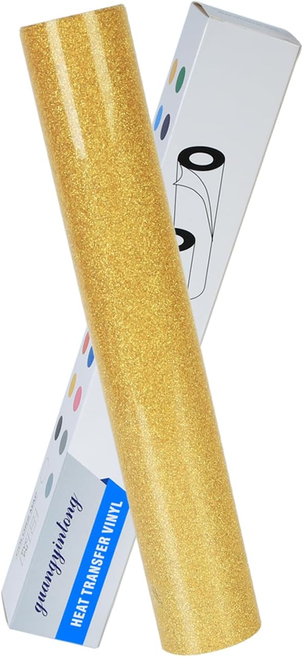 guangyintong Heat Transfer Vinyl Glitter Gold HTV Rolls, Glitter HTV Vinyl by guangyintong