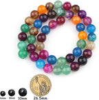 60pcs Round Loose Multicolored Agate Beads - Image 2