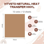 HTVSTD Skin Tone Heat Transfer Vinyl 12 Sheets 12×10in Iron on Vinyl | Netural - Image 2