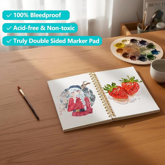 Watercolor Paper Pad, 5.5"x8.5" Water Color Paper, 140lb/300gsm Artist Painting - Image 5