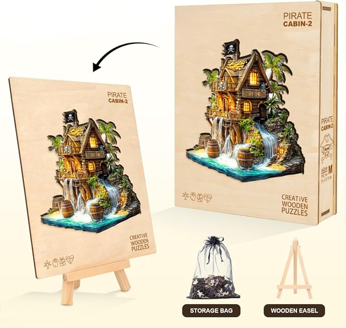 Wooden Puzzles for Adults, Pirate Cabin Wooden Puzzles 210 Pieces, Unique - Image 5