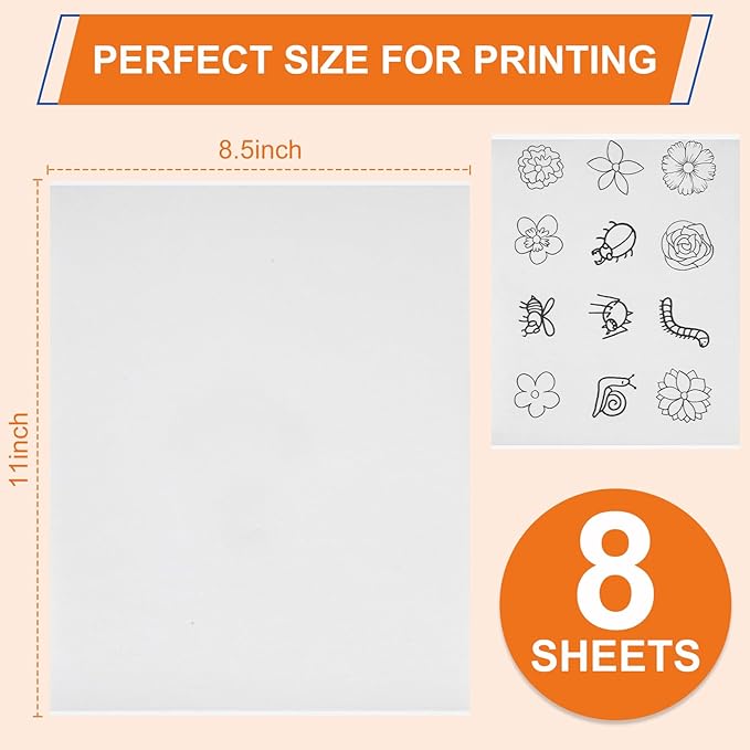 FURWEY 8PCS 8.5"x11" Wash Away Embroidery Stabilizer – Self Adhesive & Printable - Image 2