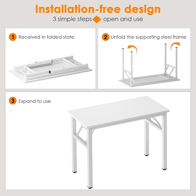 Need Small Folding Computer Desk, 39.4 Inch Writing Table, Sturdy Foldable Desk - Image 4