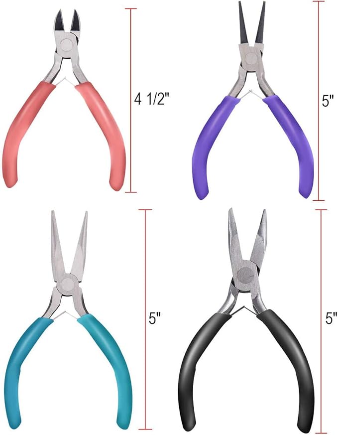 Anezus 4Pcs Jewelry Pliers Tool Set Includes Needle Nose Pliers, Round Nose - Image 6