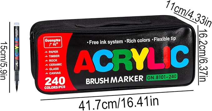 240 Colors Bag Acrylic Paint Markers Set, Soft Flexible Brush Markers - Image 3