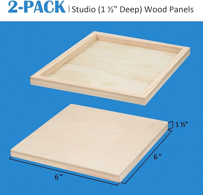 Falling in Art 2 Pack 6x6 Gallery Unfinished Wooden Canvas Panels | Birch Wood - Image 2
