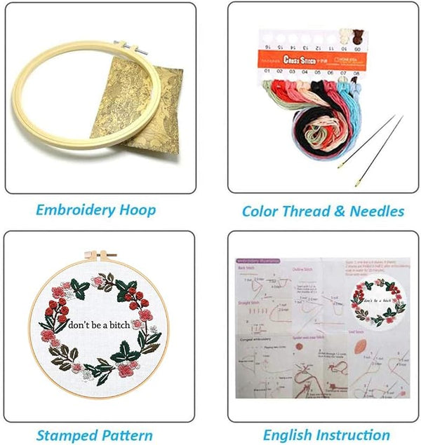 Louise Maelys Cross Stitch Kit Full Range DIY Floral Wreath - Image 2