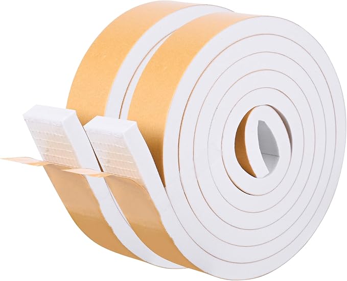Self Adhesive Foam Tape Weatherstrip 1in x 3/8in x 20Ft High Density Foam by Kikerike
