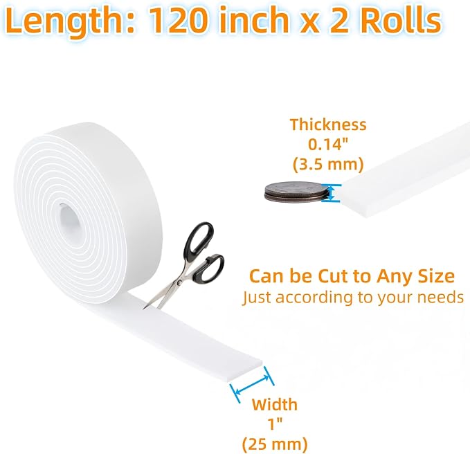 Felt Strips with Adhesive Backing – Furnigear Heavy Duty Cuttable Felt Tape - Image 2