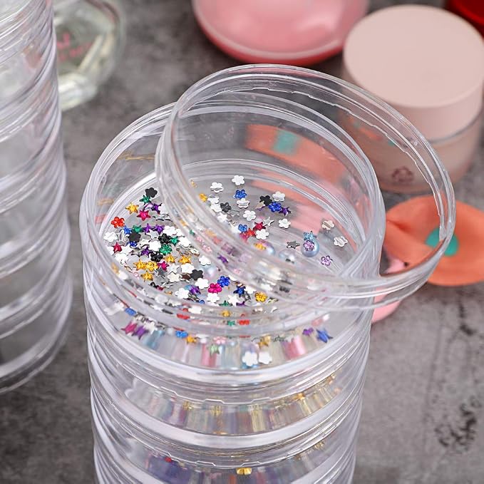 Hipiwe 2 Packs 5 Slot Clear Plastic Round Storage Jars - Image 9