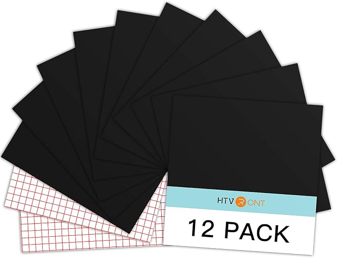 HTVRONT Glossy Black Permanent Vinyl 12 Pack 12"x12" Compatible by HTVRONT