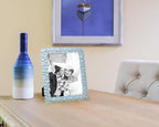 Laura Ashley 8x10 Powder Blue Flower Textured Hand-Crafted Resin Picture Frame - Image 4