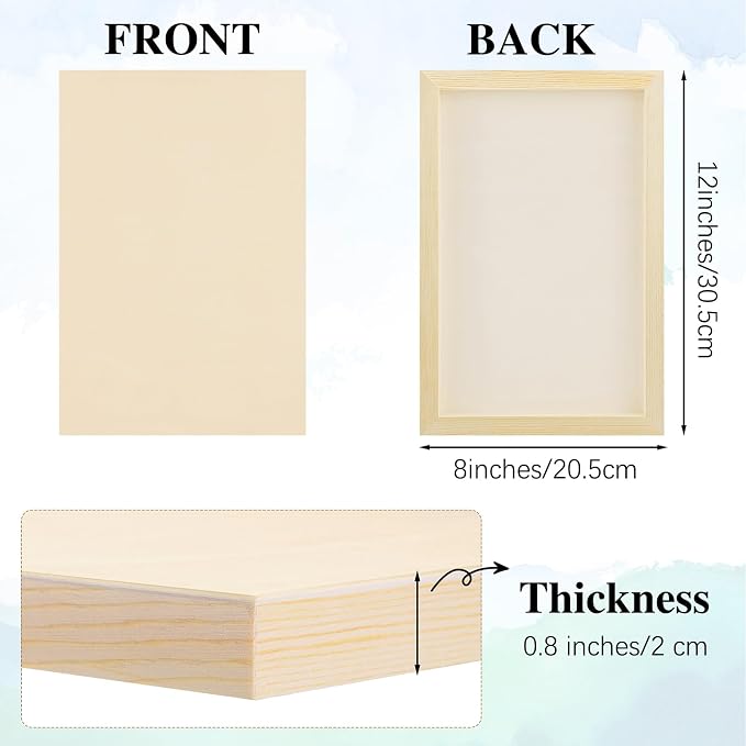 Aodaer 8 Pack Wood Panels 8 x 12 Inch Wooden Panels Canvas Unfinished Craft - Image 2