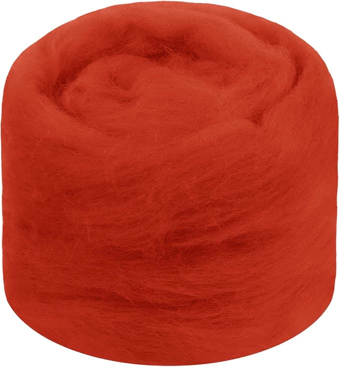 JeogYong Needle Felting Wool, 1.76oz Wool Roving Chunky Wool Yarn, Dark Orange by JeogYong