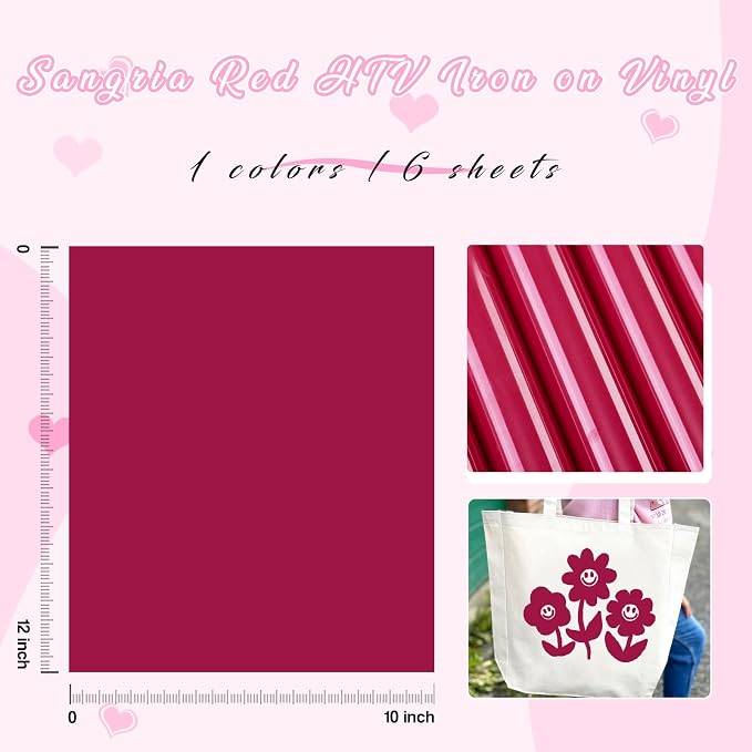 Tintnut Sangria Red Heat Transfer Vinyl, easy cut & weed, stretch washable - Image 2
