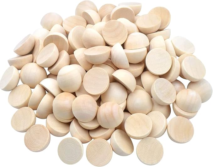 200pcs Half Wood Balls Unfinished Natural Half Ball Split Wood Balls by hesmartly