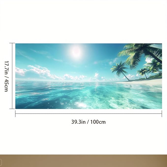 IVN Stained Glass Window Film Beach Design 39.3x17.7inch Window Privacy Film - Image 3