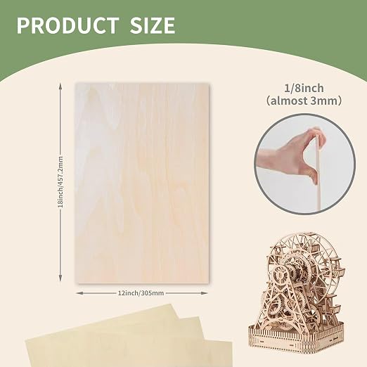 36 Pack Basswood Sheets Board 1/8 Inch Unfinished Wood, 3mm Plywood - Image 3